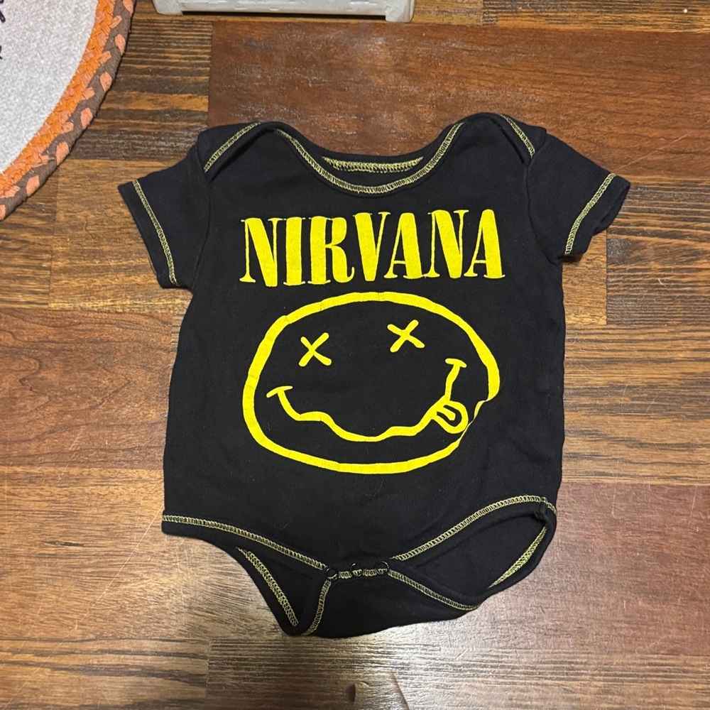 NIRVANA Black and Yellow Baby Bodysuit